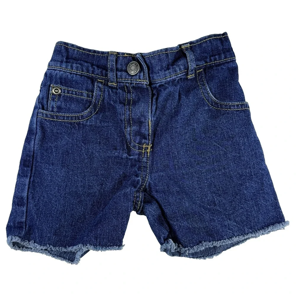 Carter's Baby Girl Denim Shorts 18M‎ Dark Wash Frayed Hem Jean Shorts Cute
